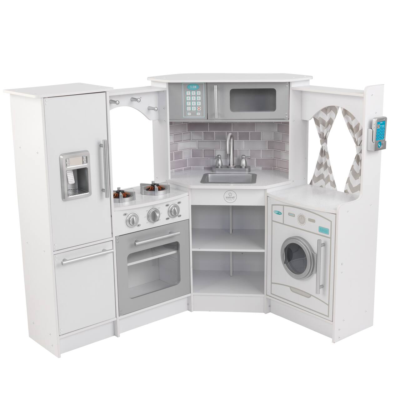 KidKraft Ultimate Corner White Play Kitchen With Lights & Sounds